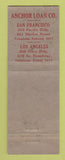 Matchbook Cover - Anchor Loan Plan Los Angeles San Francisco CA WEAR