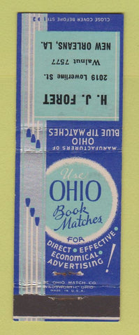 Matchbook Cover - Ohio Book Matches HJ Foret New Orleans LA