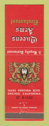 Matchbook Cover - Queens Arms Restaurant Encino CA