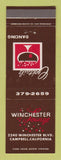 Matchbook Cover - Winchester Lounge Campbell CA