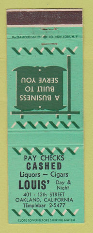 Matchbook Cover - Louis' Liquor Cigars Oakland CA
