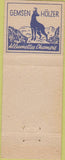 Matchbook Cover - Hotel Adler Kandersteg Switzerland Gemsen Holzer