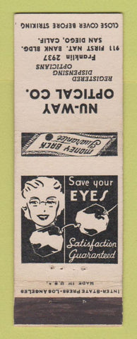 Matchbook Cover - Nu Way Optical San Diego CA
