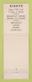 Matchbook Cover - Kirbys Restaurant El Cerrito CA