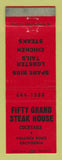 Matchbook Cover - Fifty Grand Steak House Pollock Pines CA WEAR