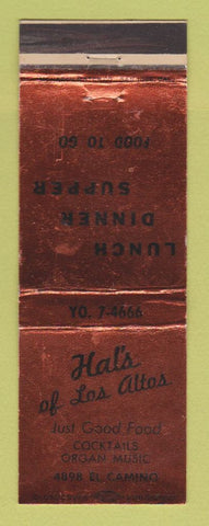 Matchbook Cover - Hal's Restaurant Los Altos CA WEAR