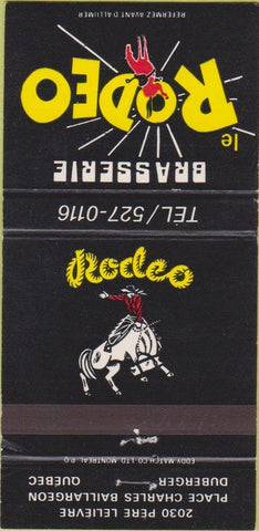 Matchbook Cover - Le Rodeo Brasserie cowboy Duberger QC 30 Strike