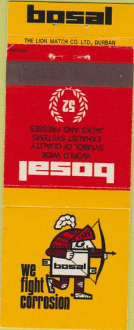 Matchbook Cover - Bosai Exaust for cars Durban South Africa 30 Strike