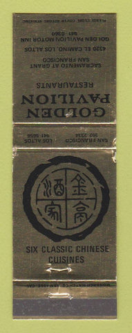 Matchbook Cover - Golden Pavilion Chinese Restaurant San Francisco Los Altos CA