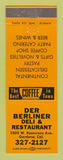 Matchbook Cover - Der Berliner Deli Restaurant Gardena CA
