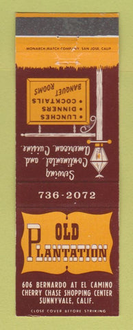 Matchbook Cover - Old Plantation Sunnyvale CA restaurant