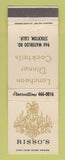 Matchbook Cover - Risso's Restaurant Stockton CA