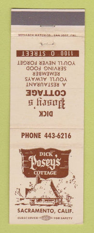 Matchbook Cover - Dick Posey's Cottage Sacramento CA