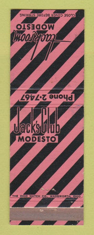Matchbook Cover - Jack's Club Modesto CA Tack Room