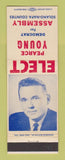 Matchbook Cover - Pearce Young Assembly Election Solano Napa County CA