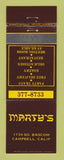 Matchbook Cover - Marty's Restaurant Campbell CA