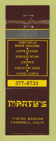 Matchbook Cover - Marty's Restaurant Campbell CA