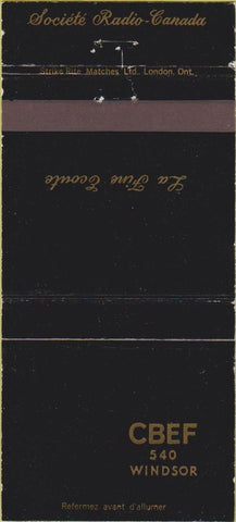 Matchbook Cover - CBEF Radio Windsor ON WEAR 30 Strike