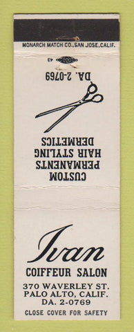 Matchbook Cover - Ivan Coiffeur Hair Salon Palo Alto CA