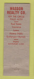Matchbook Cover - Wasson Real Estate Palo Alto CA WEAR