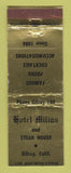 Matchbook Cover - Hotel Milias Steak House Gilroy CA