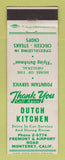Matchbook Cover - Dutch Kitchen Monterey CA