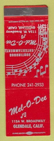 Matchbook Cover - Mel O Dee Glendale CA