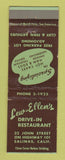 Matchbook Cover - Lew Ellen's Drive In Restaurant Salinas CA