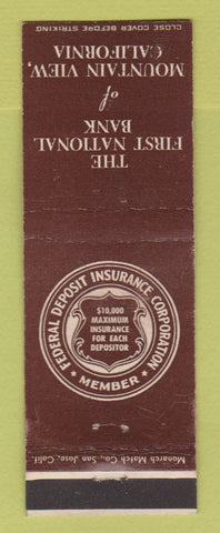 Matchbook Cover - First National Bank Mountain View CA
