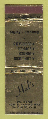 Matchbook Cover - Hal's Restaurant Palo Alto CA WEAR
