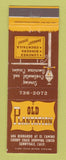 Matchbook Cover - Old Plantation Sunnyvale CA restaurant