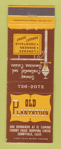 Matchbook Cover - Old Plantation Sunnyvale CA restaurant