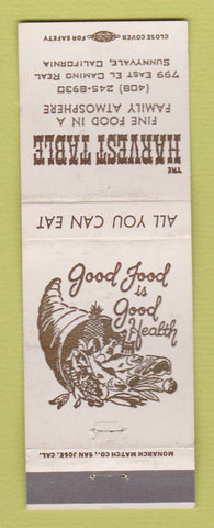 Matchbook Cover - Harvest Table Restaurant Sunnyvale CA WEAR
