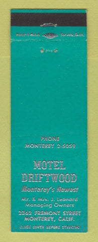 Matchbook Cover - Motel Driftwood Monterey CA