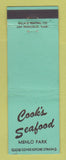 Matchbook Cover - Cook's Seafood Menlo Park CA
