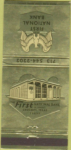 Matchbook Cover - First National Bank Crockett TX 30 Strike