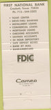 Matchbook Cover - First National Bank Crockett TX 30 Strike