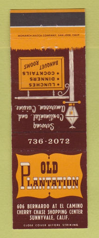 Matchbook Cover - Old Plantation Sunnyvale CA restaurant