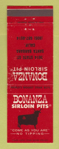 Matchbook Cover - Bonanza Sirloin Pits Santa Barbara CA WEAR