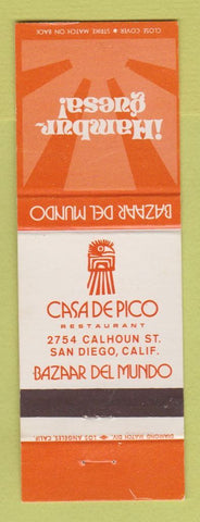 Matchbook Cover - Hamburguesa Casa De Pico San Diego CA