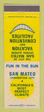 Matchbook Cover - San Mateo CA Tourism Convention Commerce