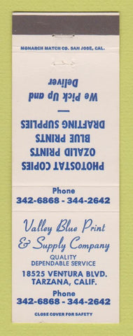 Matchbook Cover - Valley Blue Print Supply Tarzana CA