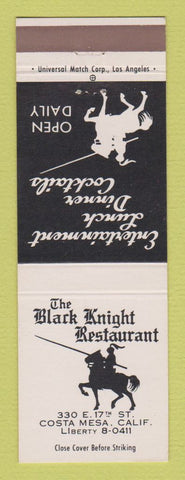 Matchbook Cover - The Black Knight Restaurant Costa Mesa CA