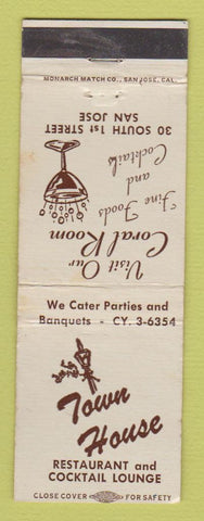 Matchbook Cover - Town House Restaurant San Jose CA