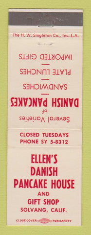 Matchbook Cover - Ellen's Danish Pancake House Solvang CA