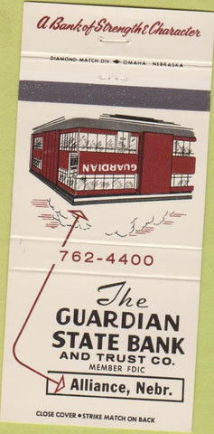 Matchbook Cover - Guardian State Bank Alliance NE 30 Strike