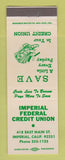 Matchbook Cover - Imperial Federal Credit Union Imperial CA