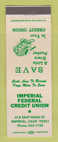 Matchbook Cover - Imperial Federal Credit Union Imperial CA