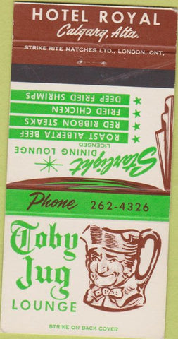 Matchbook Cover - Toby Jug Lounge Calgary AB 30 Strike