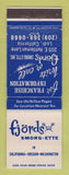 Matchbook Cover - Fjords Smorg-ette Lodi CA OR WA